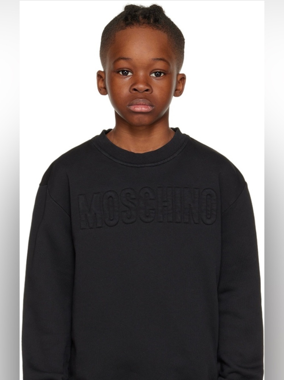 Moschino Kids Black Sweatshirt Embossed Logo Crewneck Size 10Y Designer